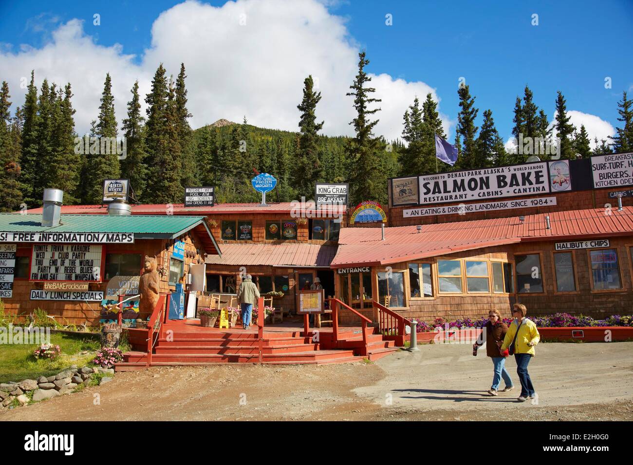 United States Alaska Denali National Park Mount McKinley Gulch Nenana, restaurants et magasins Banque D'Images