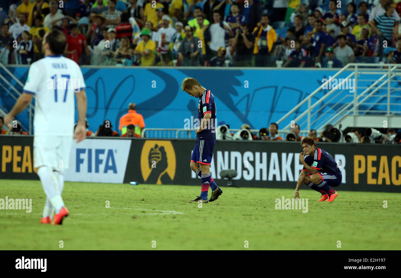 Natal, Brésil. 19 Juin, 2014. Finales de la Coupe du Monde 2014. Groupe C match stade Japon comparativement à la Grèce. Honda et Okubo déçu à la fin du match pour le 0-0 contre les hommes d'Action 10 : Crédit Plus Sport/Alamy Live News Banque D'Images