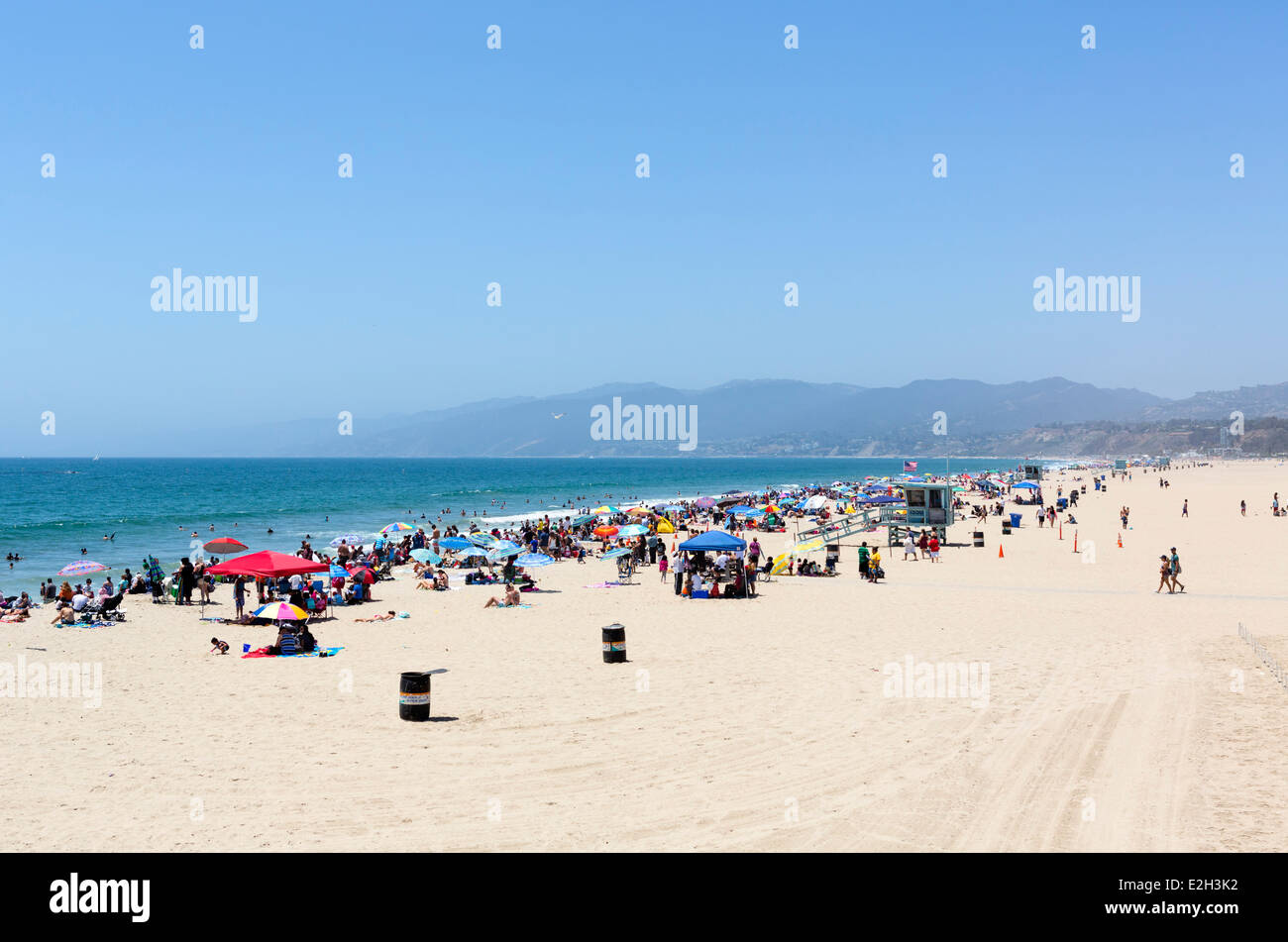 La plage de Santa Monica vue de l'embarcadère, Los Angeles, Californie, USA Banque D'Images