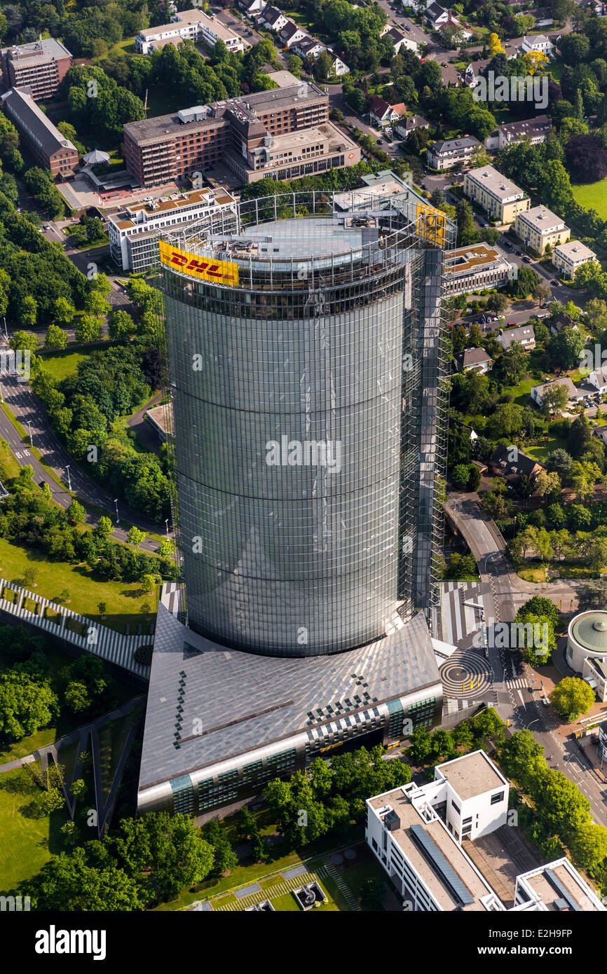 Deutsche Post World Net AC, DPAG Post Tower, siège de DHL, Post Office Tower, vue aérienne, Bonn, Rhénanie Banque D'Images