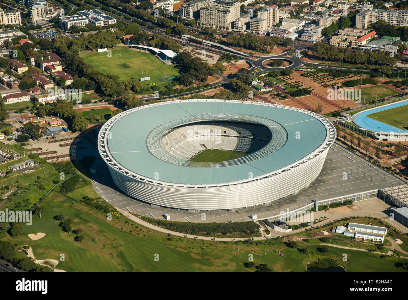 Vue aérienne, Green Point Stadium, Cape Town, Western Cape, Afrique du Sud Banque D'Images