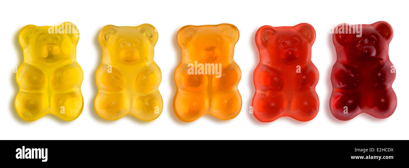 Certains ours gommeux colorés à la lumière retour Banque D'Images