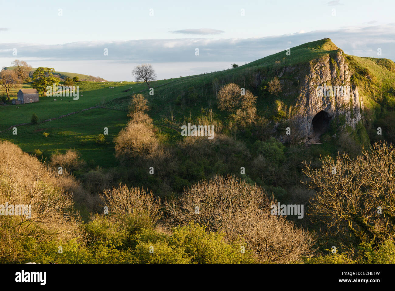 Thor's Cave, vallée du collecteur, parc national de Peak District, Staffordshire Banque D'Images