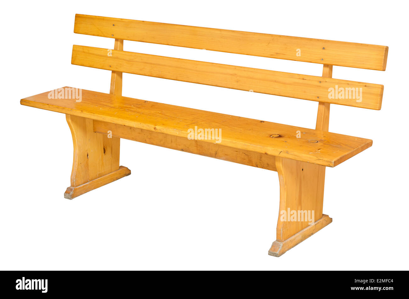Banc en bois isolé sur fond blanc avec clipping path Banque D'Images