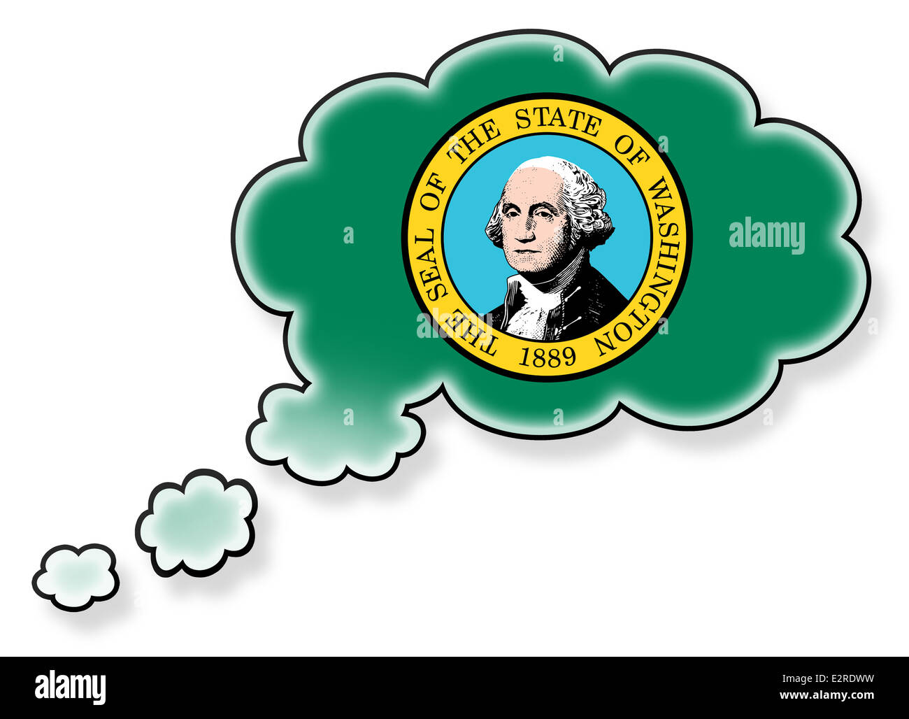 Drapeau dans le cloud, isolé sur fond blanc, d'un drapeau de Washington Banque D'Images