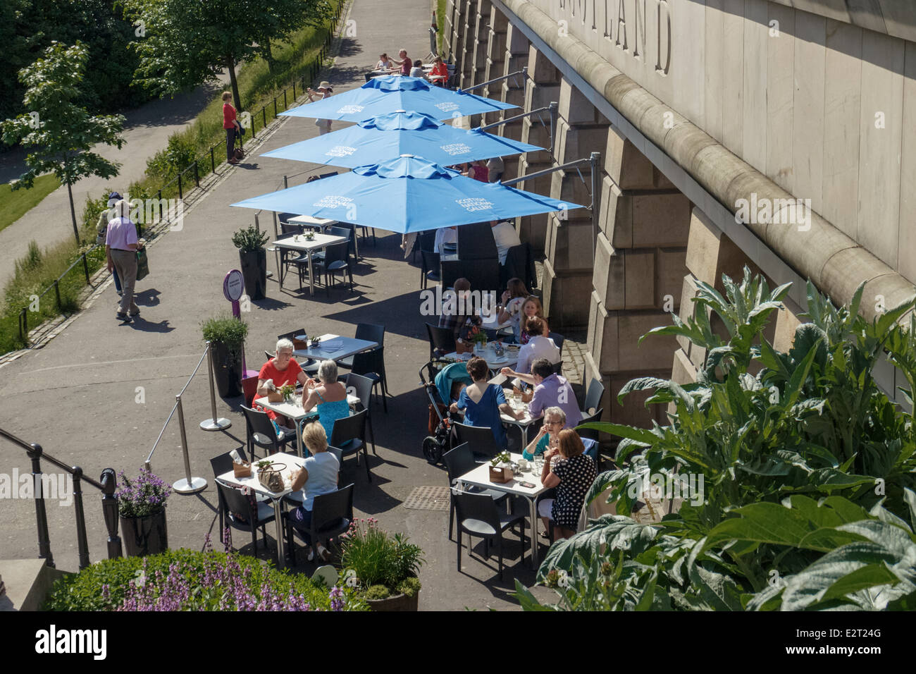 Coin salon extérieur à la National Gallery of Scotland, Édimbourg café et restaurant Banque D'Images
