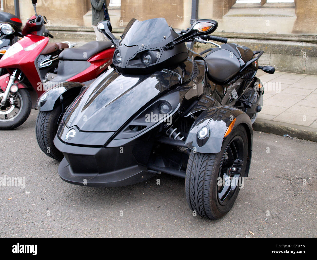 Can-AM Spyder, une moto à trois roues, Oxford, UK Banque D'Images