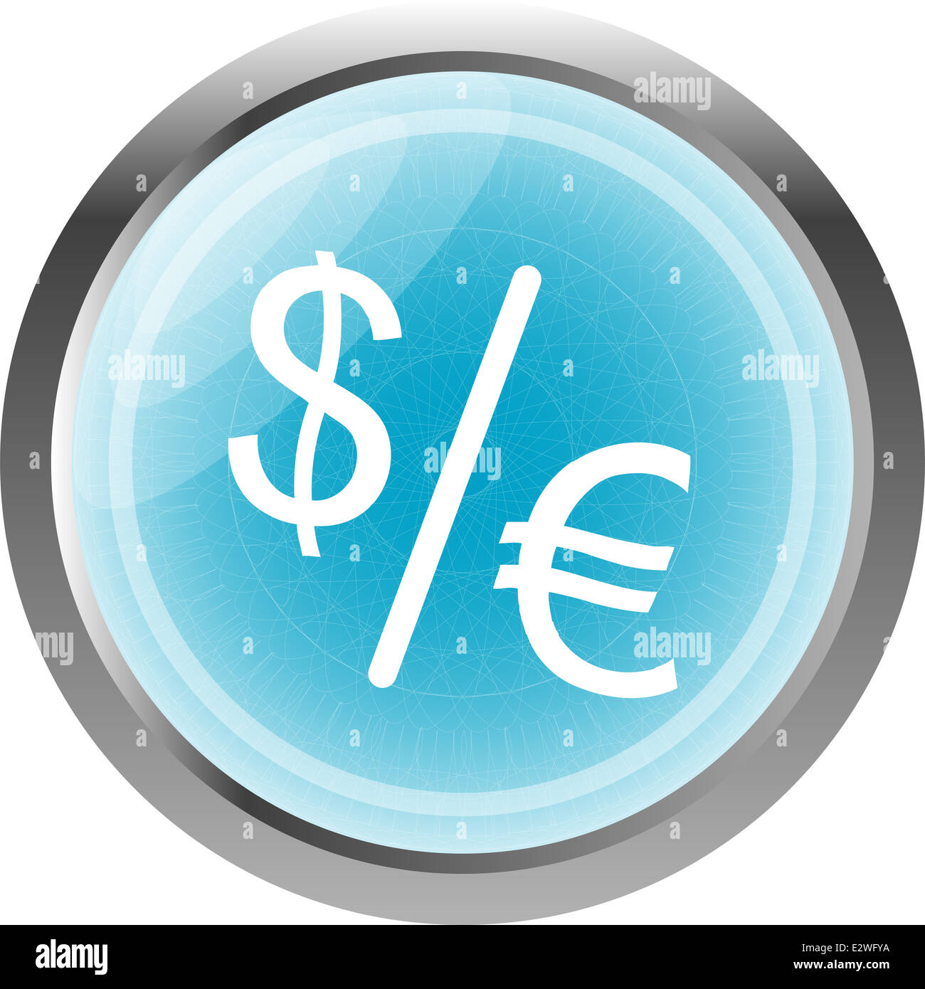 Dollar et euro signes sur le bouton web isolated on white Banque D'Images