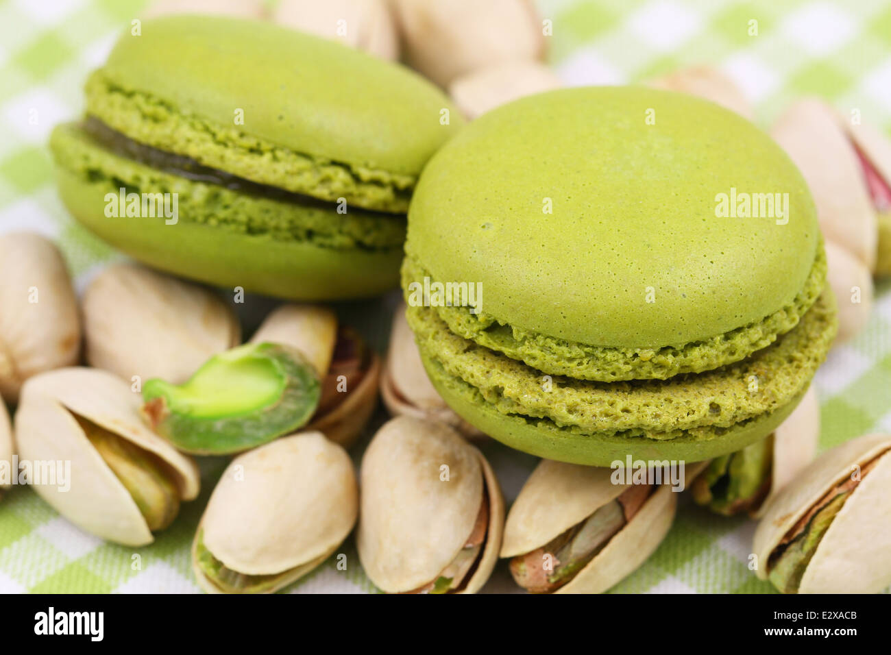 Macarons pistache, Close up Banque D'Images