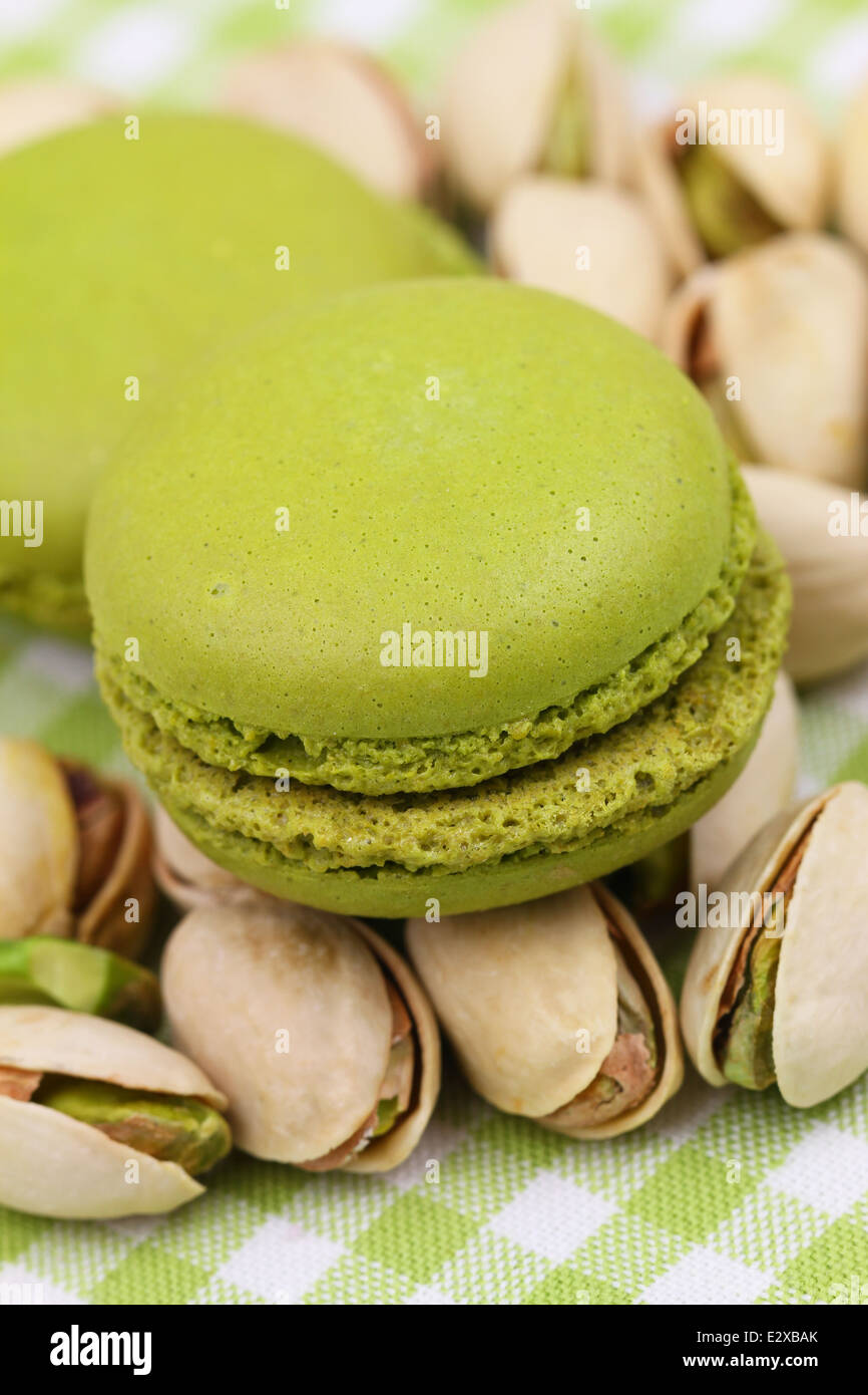 Macarons pistache, Close up Banque D'Images