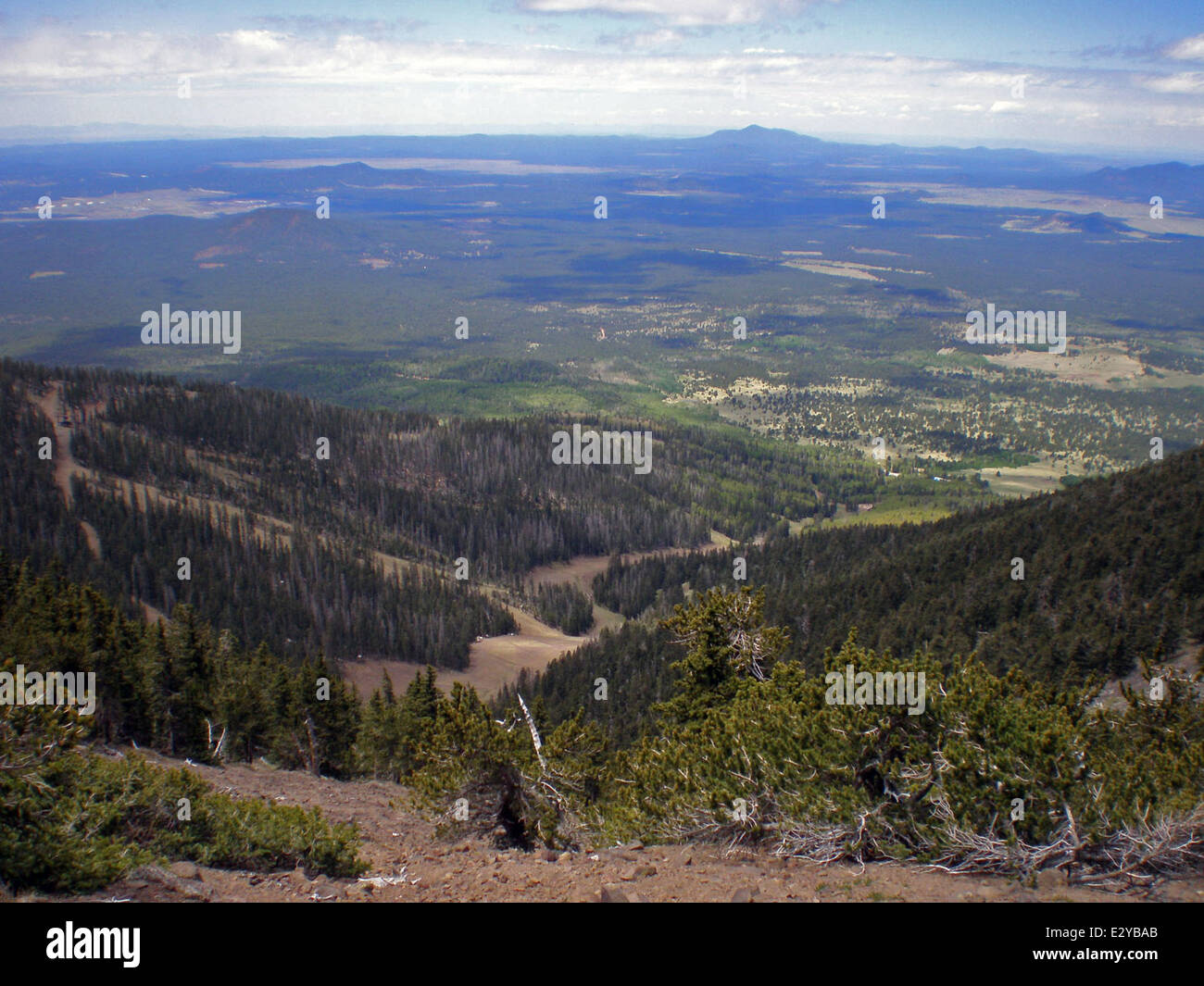 Snowbowl Basin dans la forêt nationale de Coconino offre des possibilités de randonnée pittoresque, y compris le célèbre Humphreys Trail. Les visiteurs peuvent profiter de vues panoramiques sur les San Francisco Peaks et les divers paysages. Banque D'Images