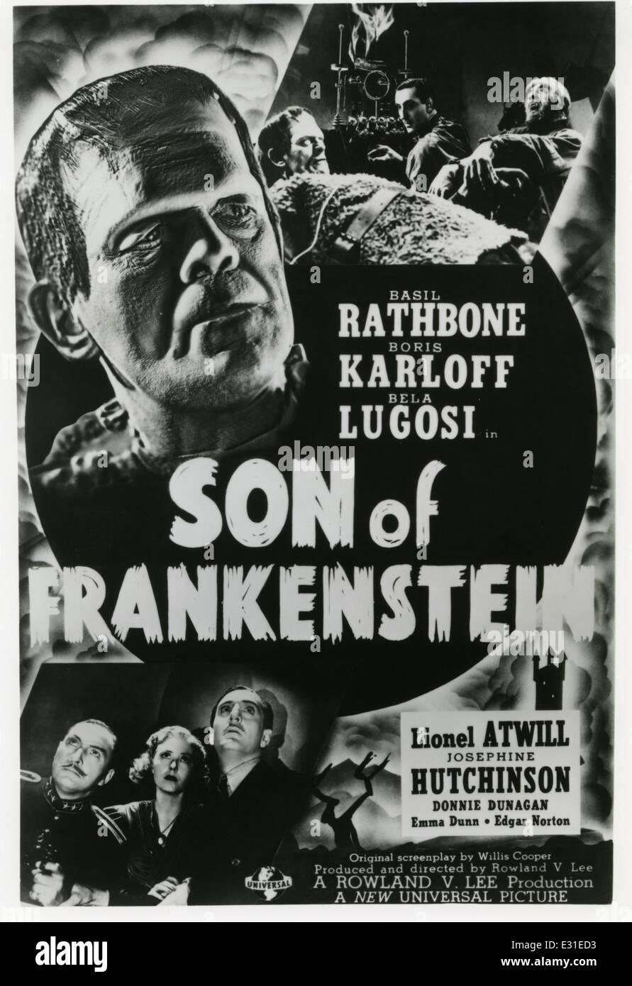 Fils DE FRANKENSTEIN/FIANCÉE DE FRANKENSTEIN, à Partir Du Haut : Boris Karloff, Elsa Lanchester Sur 1950 Re Poster 1935 Et Insertion 128349713