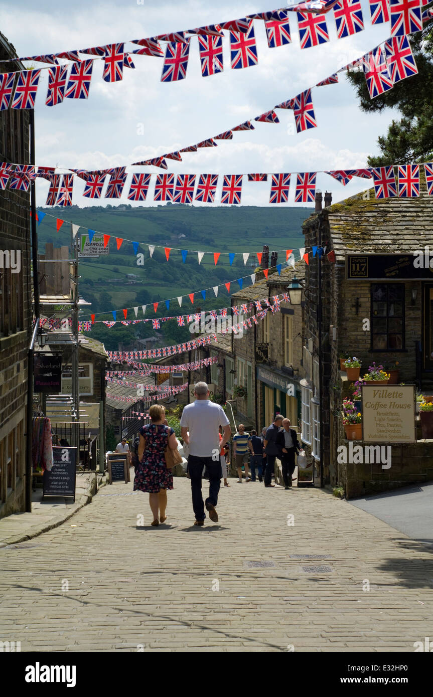 Haworth, rue Main prête à Tour de France Banque D'Images