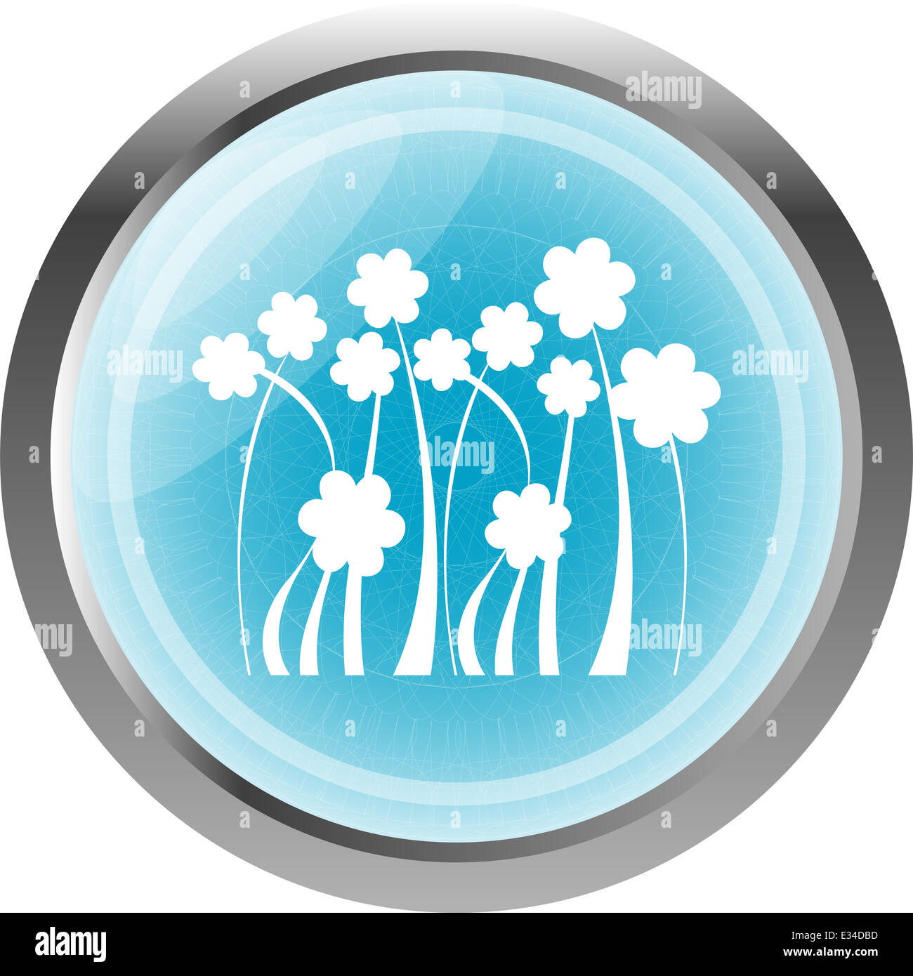 Icône Bouton web Flower isolated on white Banque D'Images