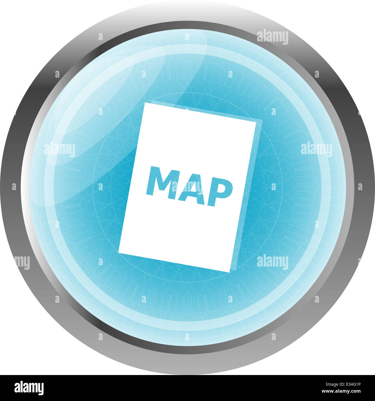Site web de l'icône avec le bouton map isolated on white Banque D'Images