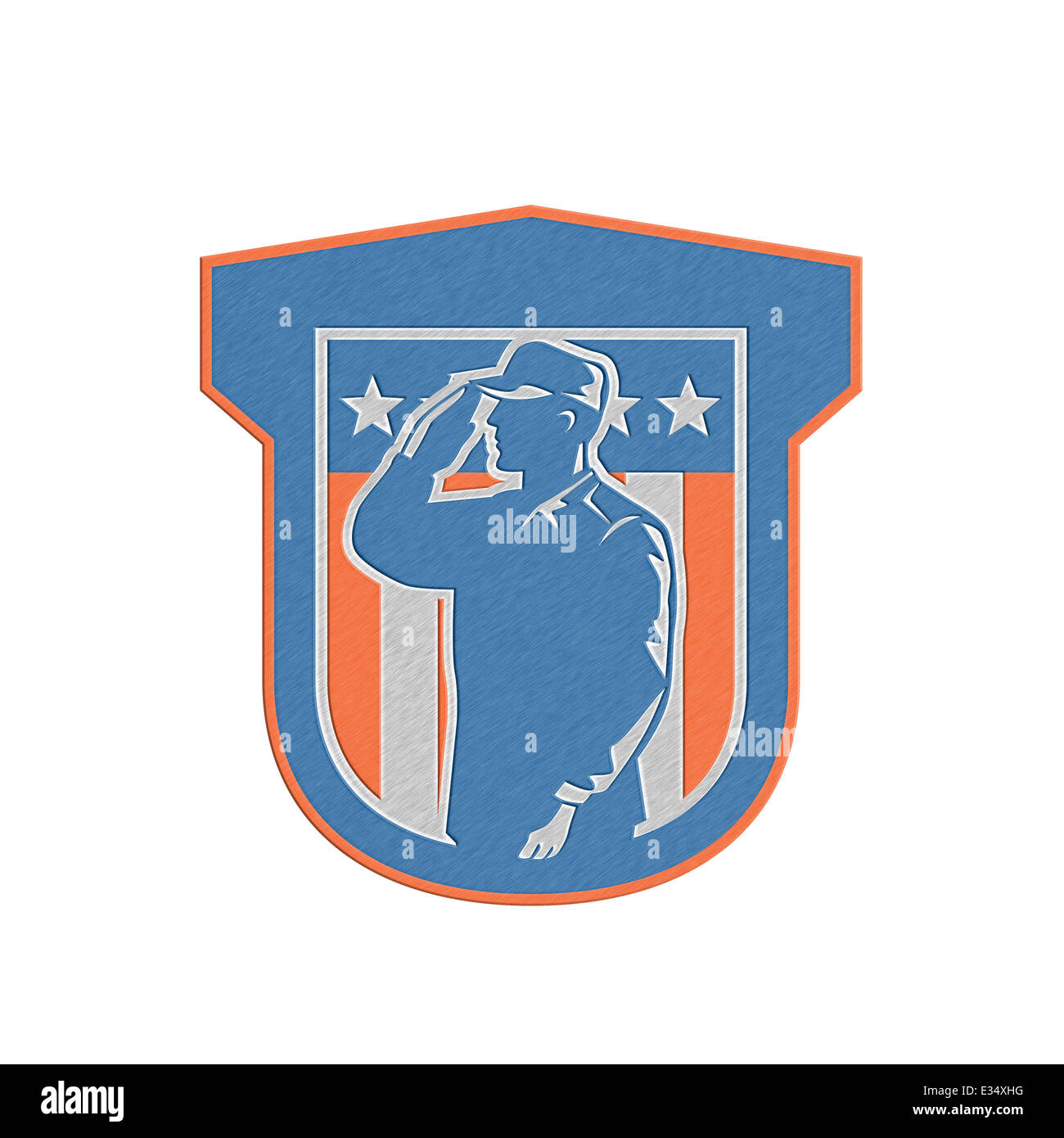 Illustration d'un style métallique militaire militaire salute saluer vue latérale avec stars and stripes en arrière-plan défini à l'intérieur Banque D'Images