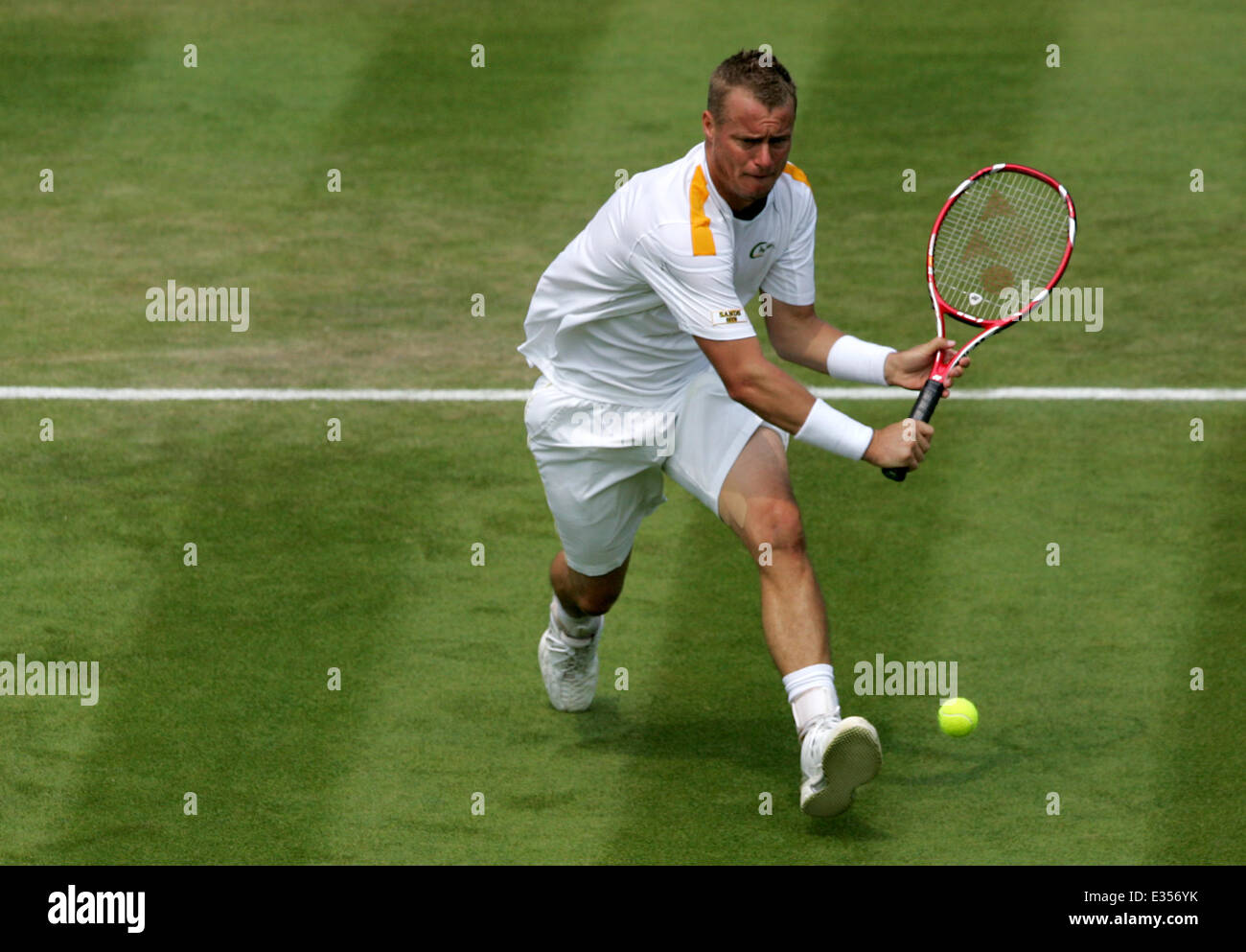 Championnat de Tennis de Wimbledon 2013 - Jour 3 - Dustin Brown (GER) v Lleyton Hewitt (AUS) 6-4 6-4 6-7(3) 6-2 comprend : Lleyton Hewitt Où : London, Royaume-Uni Quand : 26 Juin 2013 Banque D'Images