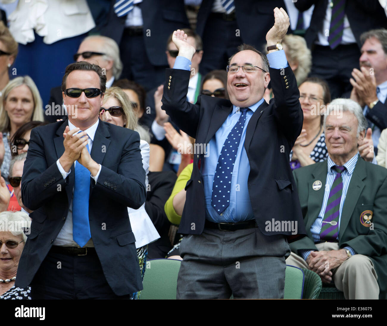 Championnat de Tennis de Wimbledon 2013 - Men's Final - Celebrity Sightings comprend : David Cameron,Alex Salmond Où : London, Royaume-Uni Quand : 07 août 2013 Banque D'Images