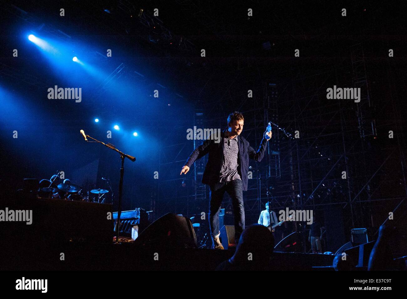 Damon Albarn de Blur fonctionne à Ippodromo delle Capannelle pendant Postepay Rock In Roma comprend : Blur, Damon Albarn Où : Rome, Italie 29 Jul 2013 Quand : Banque D'Images