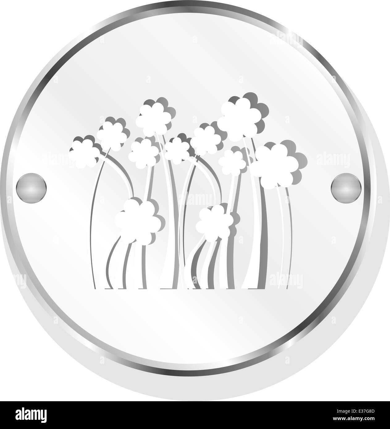 Icône Bouton web Flower isolated on white Banque D'Images