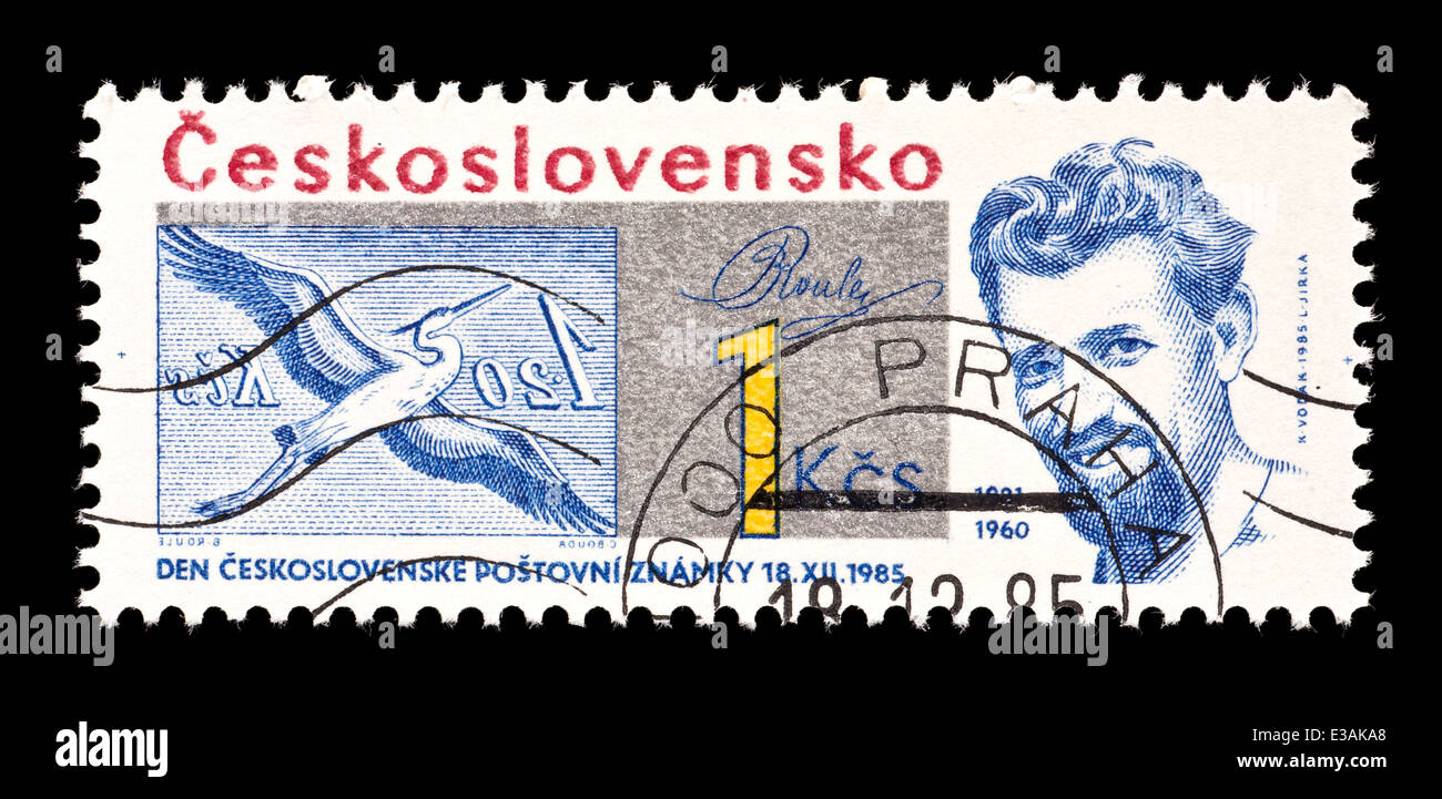 Timbre-poste de la Tchécoslovaquie représentant Bohdan Roulel graveur tchèque. Banque D'Images