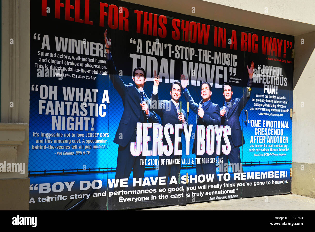 Jersey Boys Sign Poster votre Annonce Publicité à New York Banque D'Images