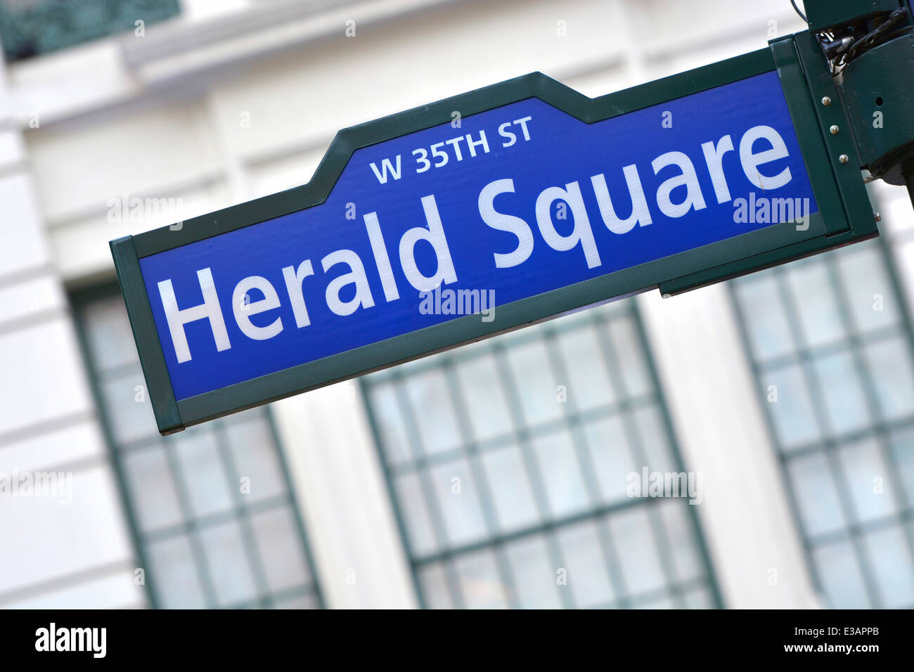 Signe de Herald Square à New York, le W 35th Street Banque D'Images