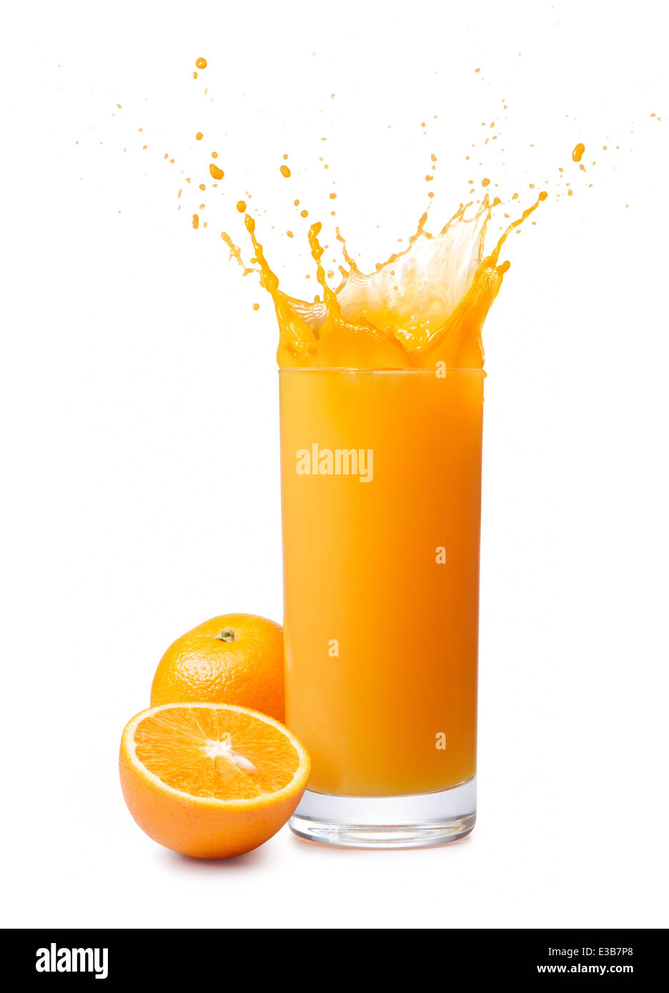 Verre de jus d'orange d'éclabousser ses fruits Photo Stock - Alamy