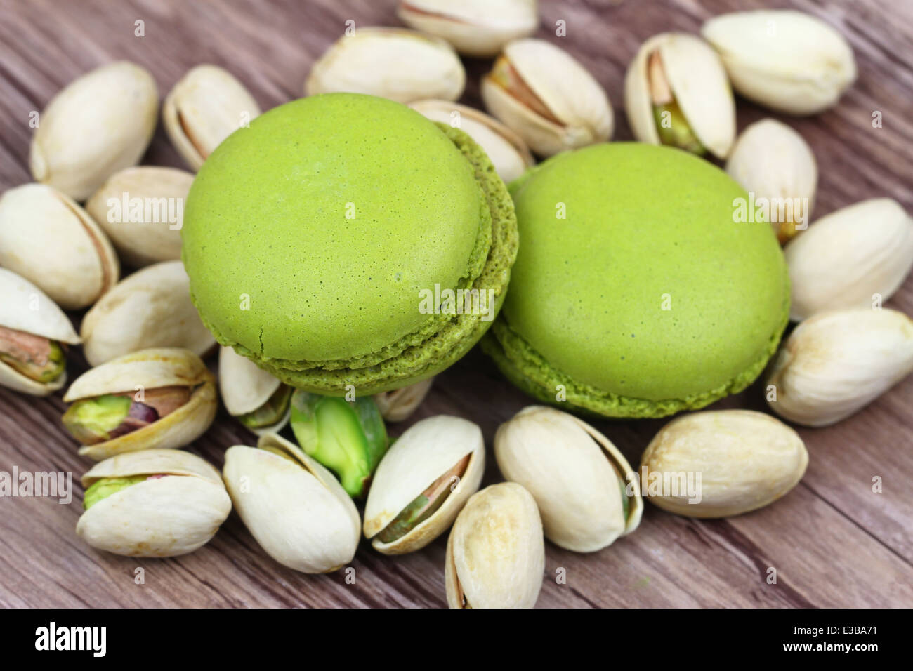 Macarons pistache pistaches sur Banque D'Images