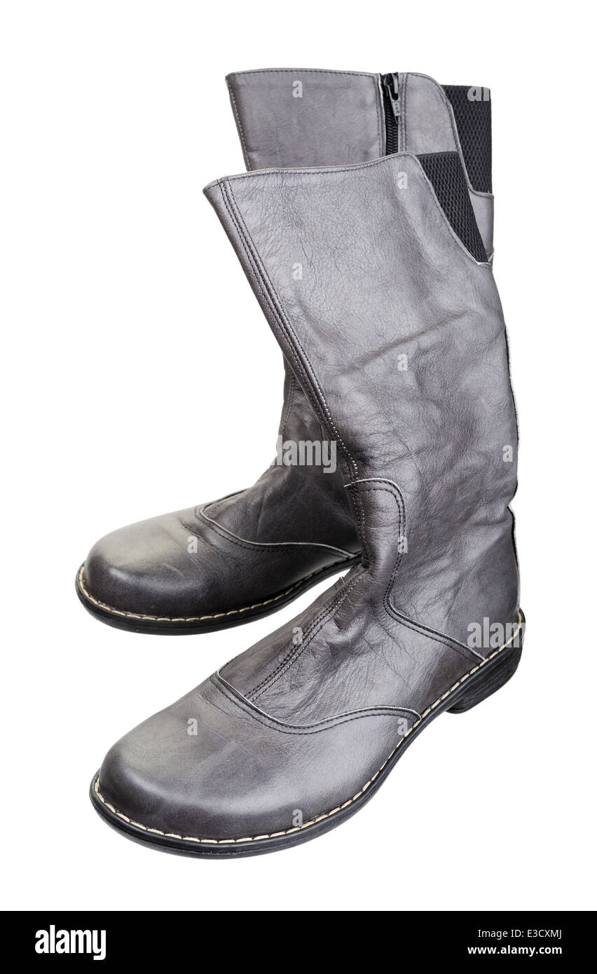 Une paire de bottes femmes, isolé sur fond blanc Banque D'Images