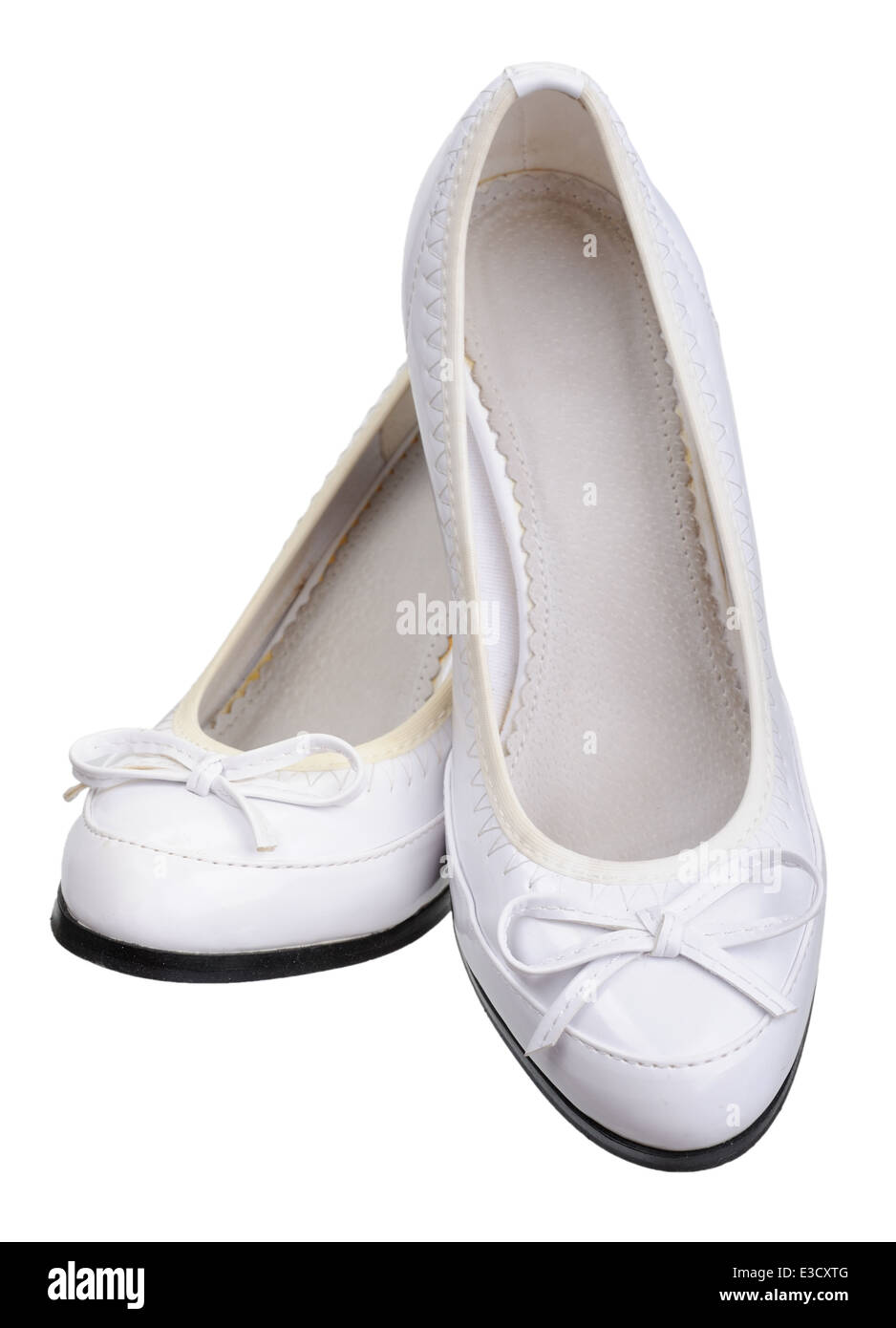 Chaussures en cuir pour femmes, isolé sur un fond blanc. Banque D'Images
