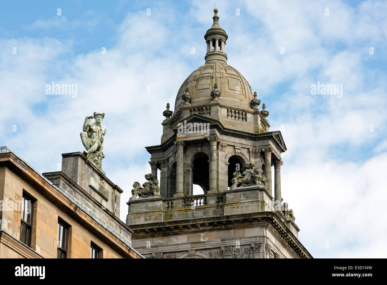 Centre Italien, statue et city chambers Glasgow, Écosse, Royaume-Uni Banque D'Images