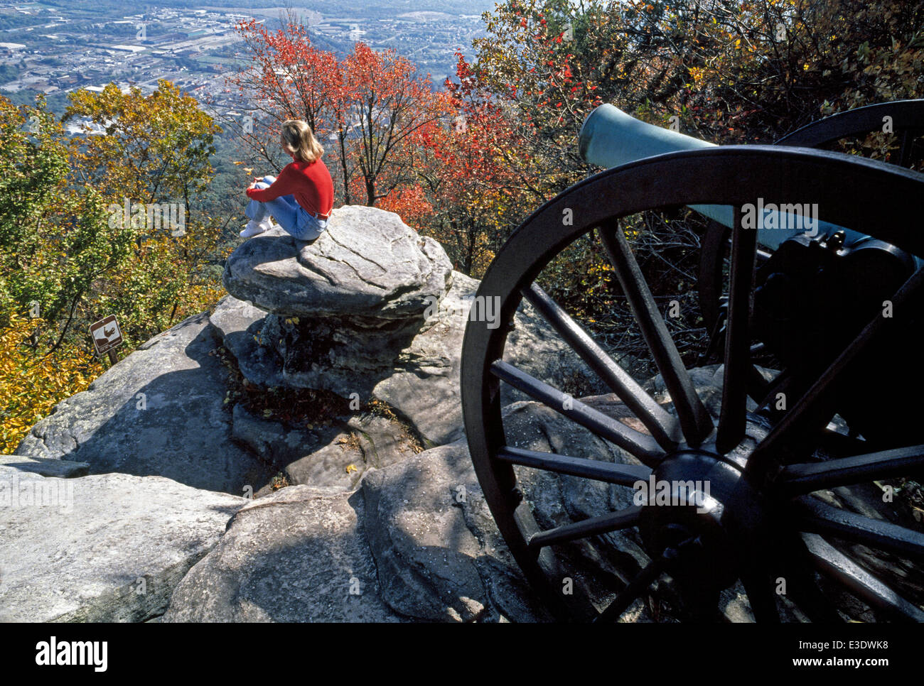 Une bataille de la guerre de Sécession sur Lookout Mountain offre une vue magnifique sur la vallée et la ville de Chattanooga dans le sud-est de l'Ohio, USA. Banque D'Images