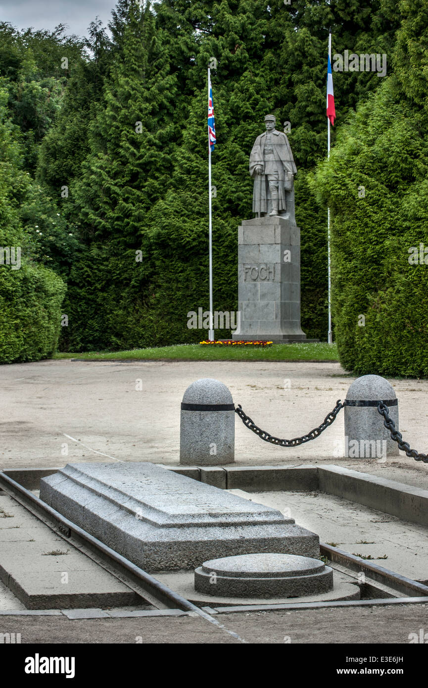 Rethondes clearing / clairière de l'Armistice / Clairière de l'Armistice, WWI Memorial et statue de Foch, Compiègne, France Banque D'Images