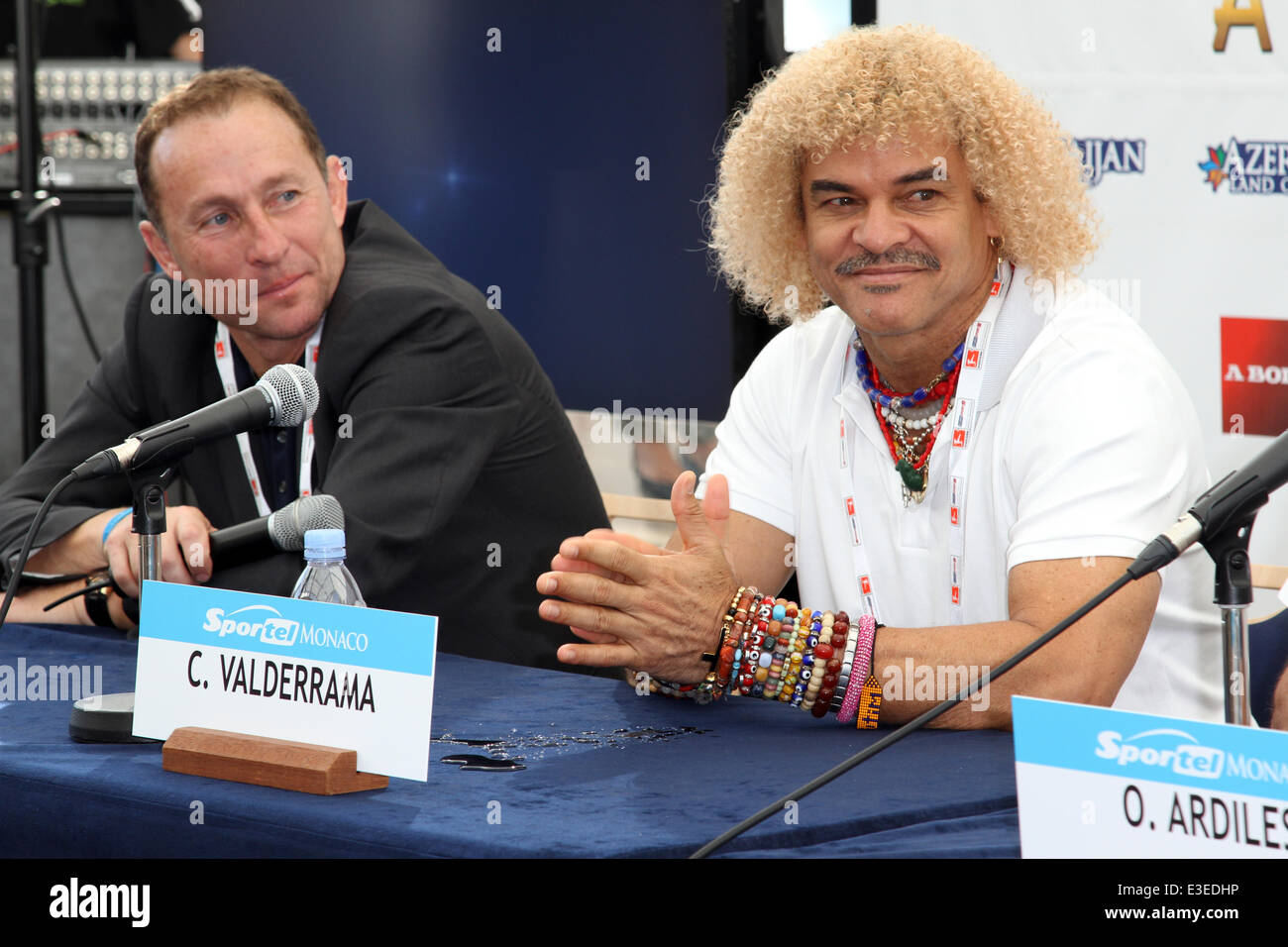 Prix Golden Foot conférence de presse au Grimaldi Forum avec : Carlos Valderrama Où : Monaco, Monaco Quand : 16 Oct 2013 Credi Banque D'Images