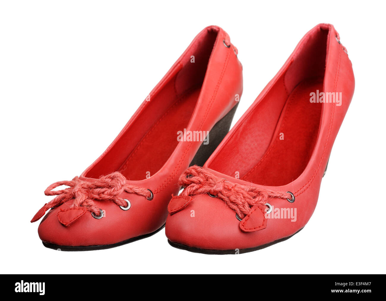 Chaussures en cuir pour femmes, isolé sur un fond blanc. Banque D'Images