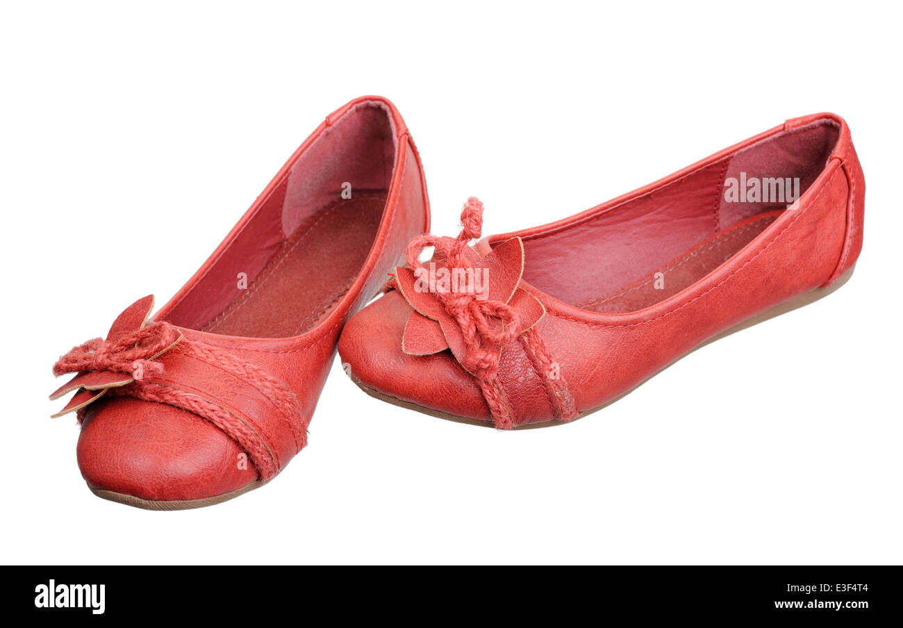 Chaussures en cuir pour femmes, isolé sur un fond blanc. Banque D'Images
