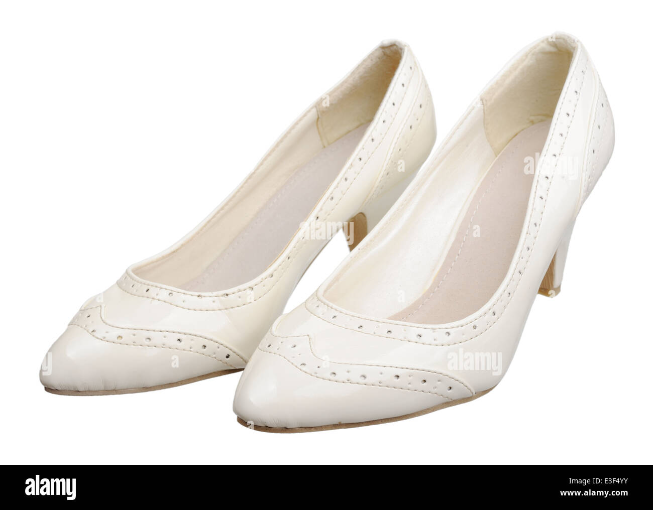 Chaussures en cuir pour femmes, isolé sur un fond blanc. Banque D'Images