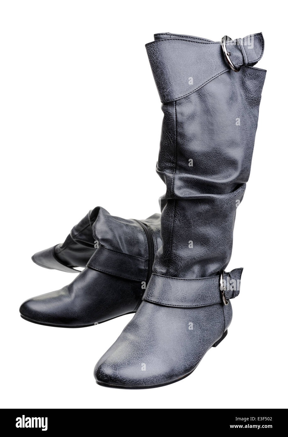 Une paire de bottes femmes, isolé sur fond blanc Banque D'Images