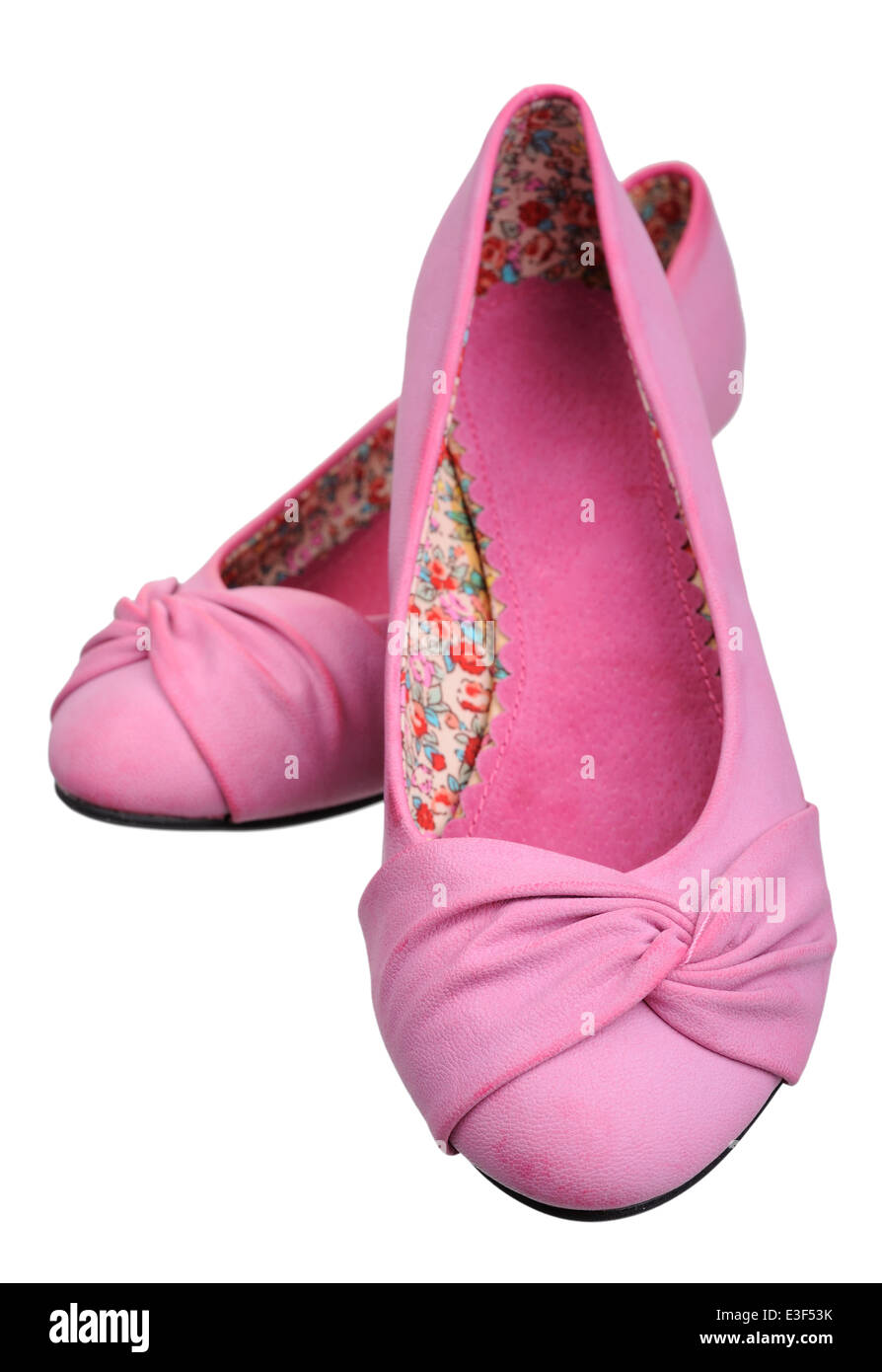 Chaussures en cuir pour femmes, isolé sur un fond blanc. Banque D'Images