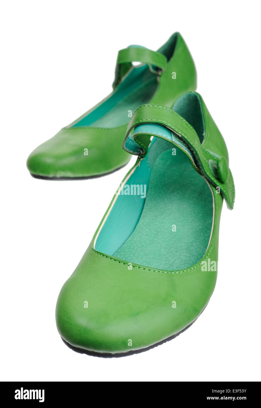 Chaussures en cuir pour femmes, isolé sur un fond blanc. Banque D'Images