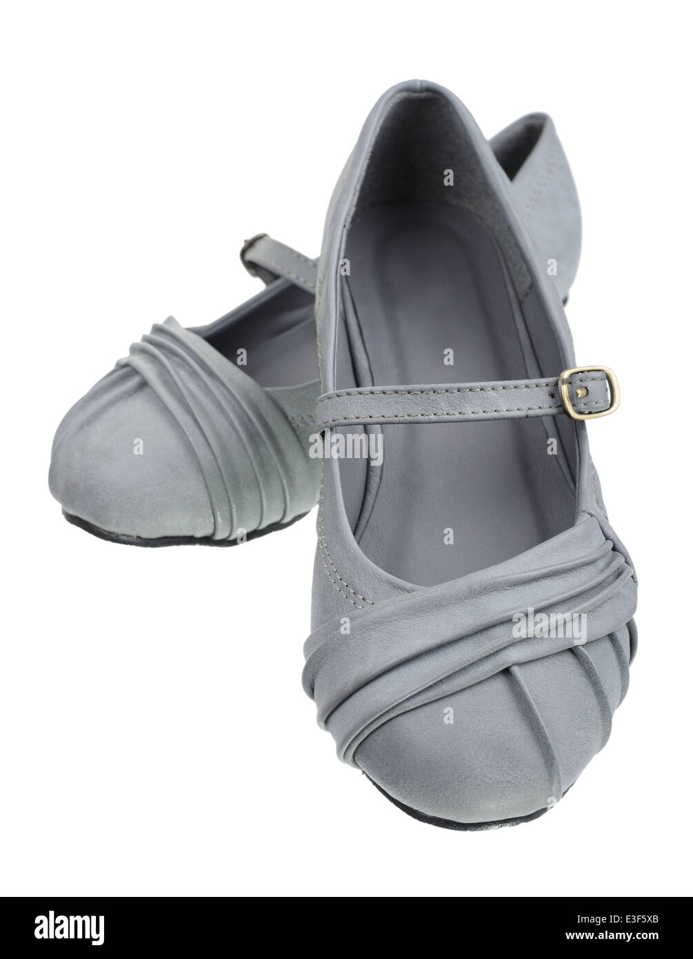 Chaussures en cuir pour femmes, isolé sur un fond blanc. Banque D'Images