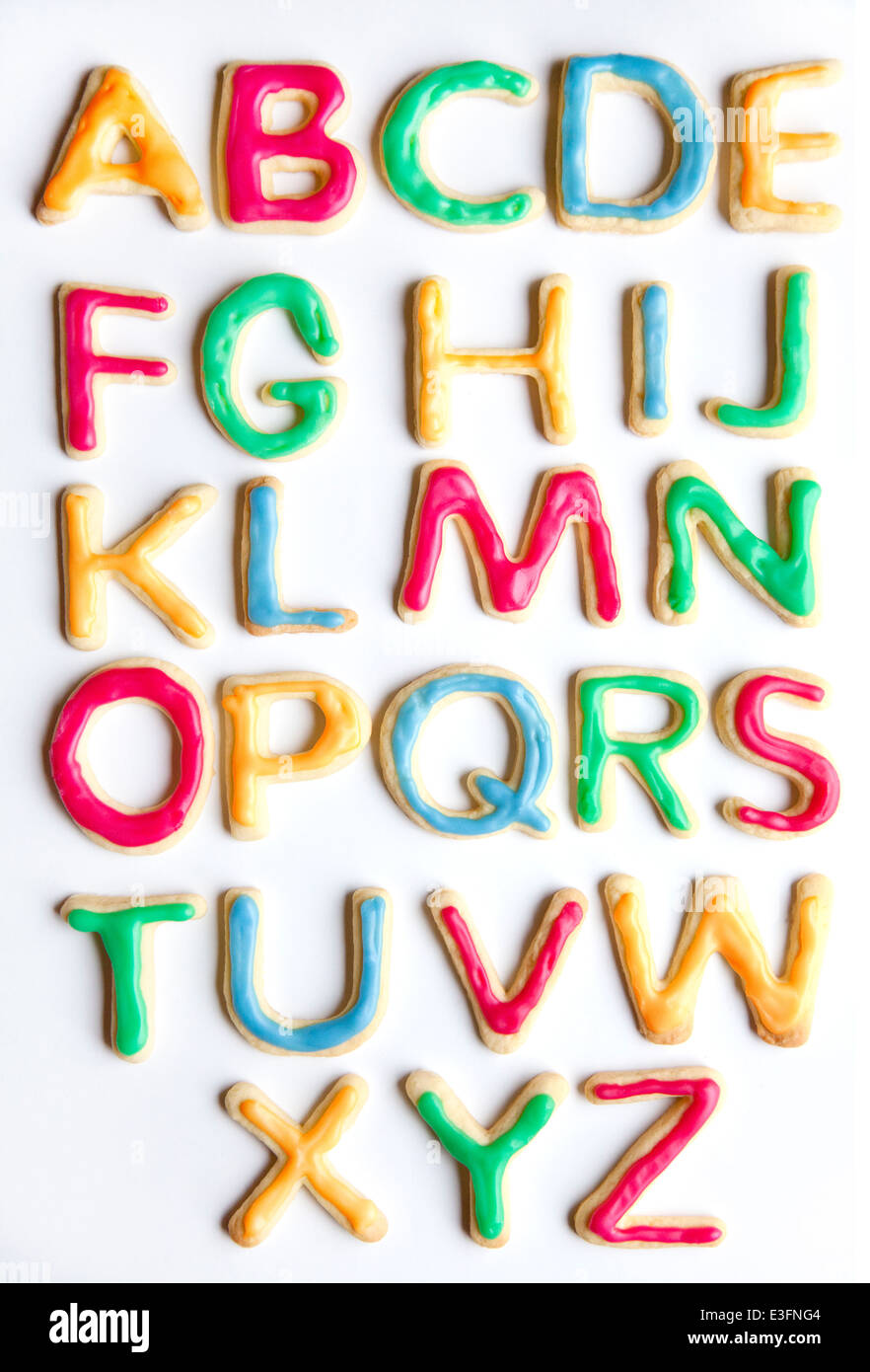 Dans l'alphabet coloré décoration cookies Banque D'Images