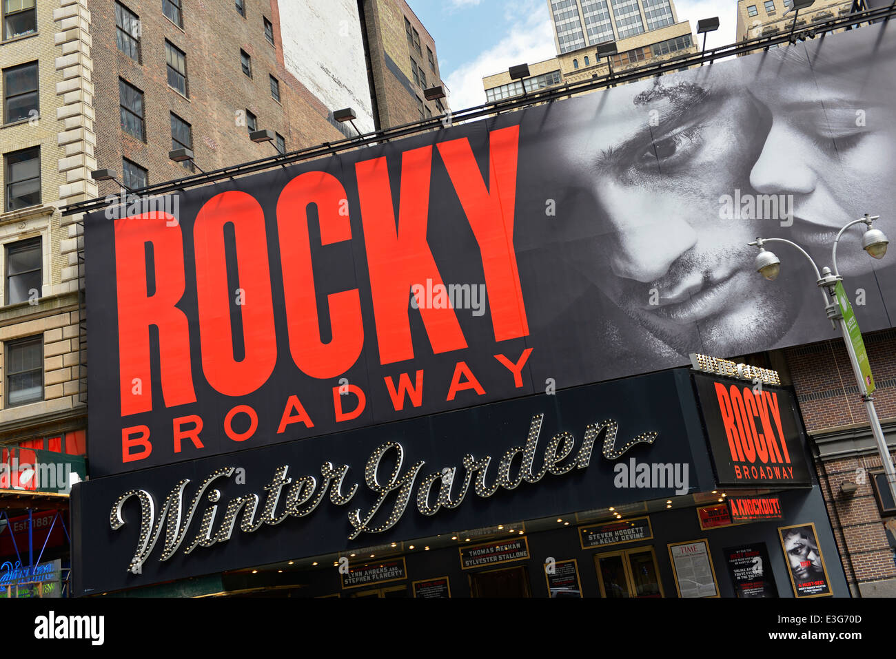 Winter Garden Theatre, Rocky Billboard sur Broadway, New York Banque D'Images