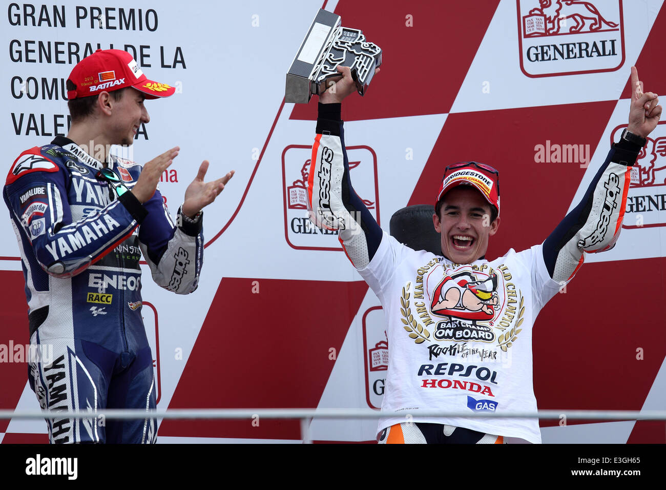 Marc MARQUEZ, l'Espagne, plus jeune Champion du monde de vitesse moto de tous les temps - 93, Marc MARQUEZ, Repsol-Honda : vélo, l'équipe Honda MotoGP MotoGP classe de Valence sur le circuit Tormo comprend : Marc MARQUEZ Où : Valence, Espagne Quand : 10 Nov 2013 Banque D'Images