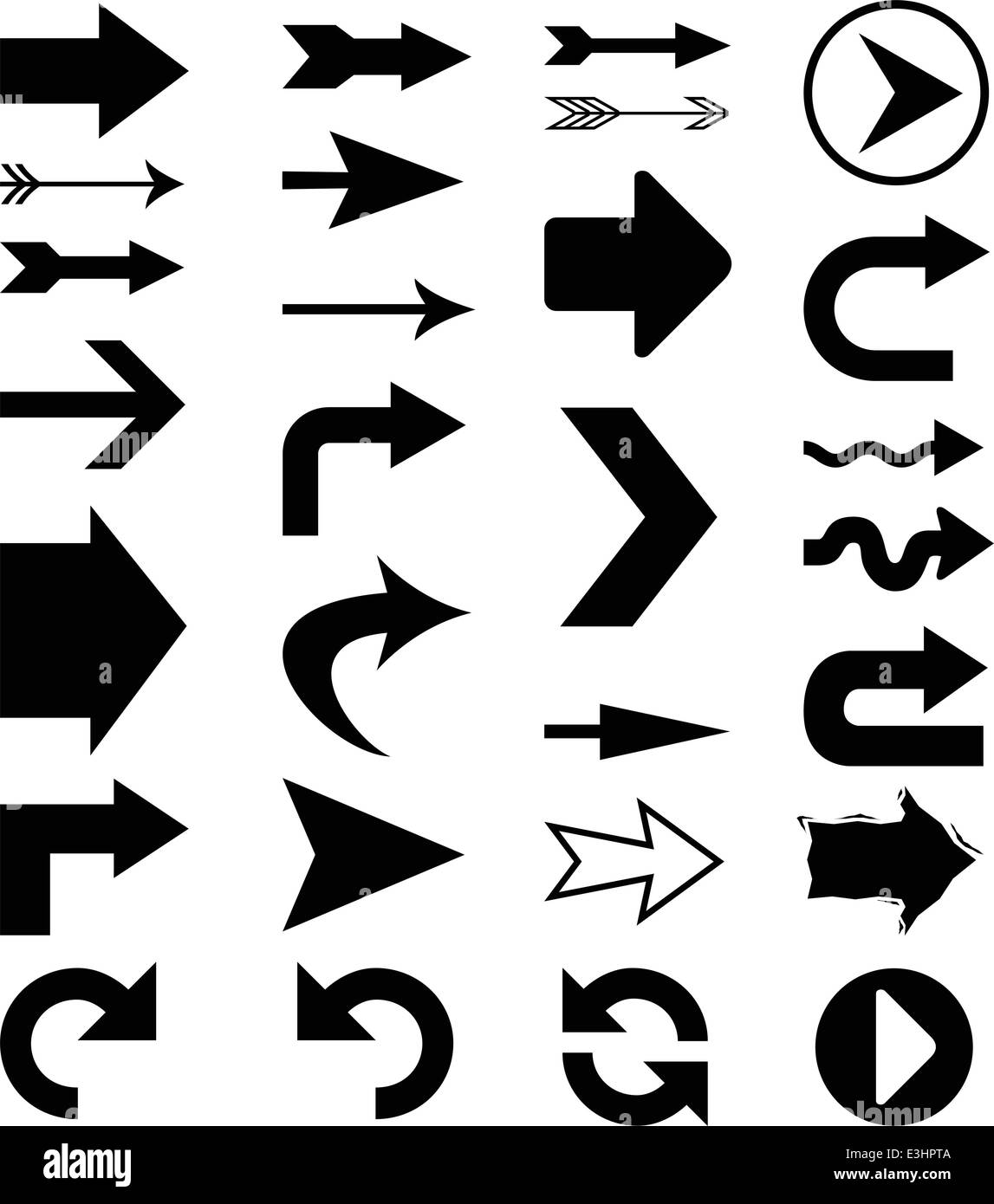 Ensemble de 28 flèche vecteur des formes dans différents styles Illustration de Vecteur