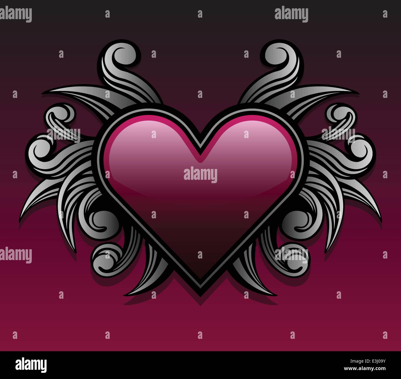 Style gothique coeur lent avec des accents de forme de turbulence Illustration de Vecteur