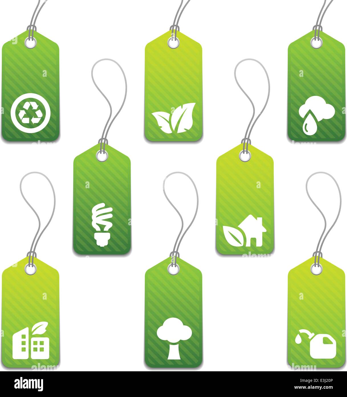 Ensemble de green eco Tags du produit avec des icônes Illustration de Vecteur