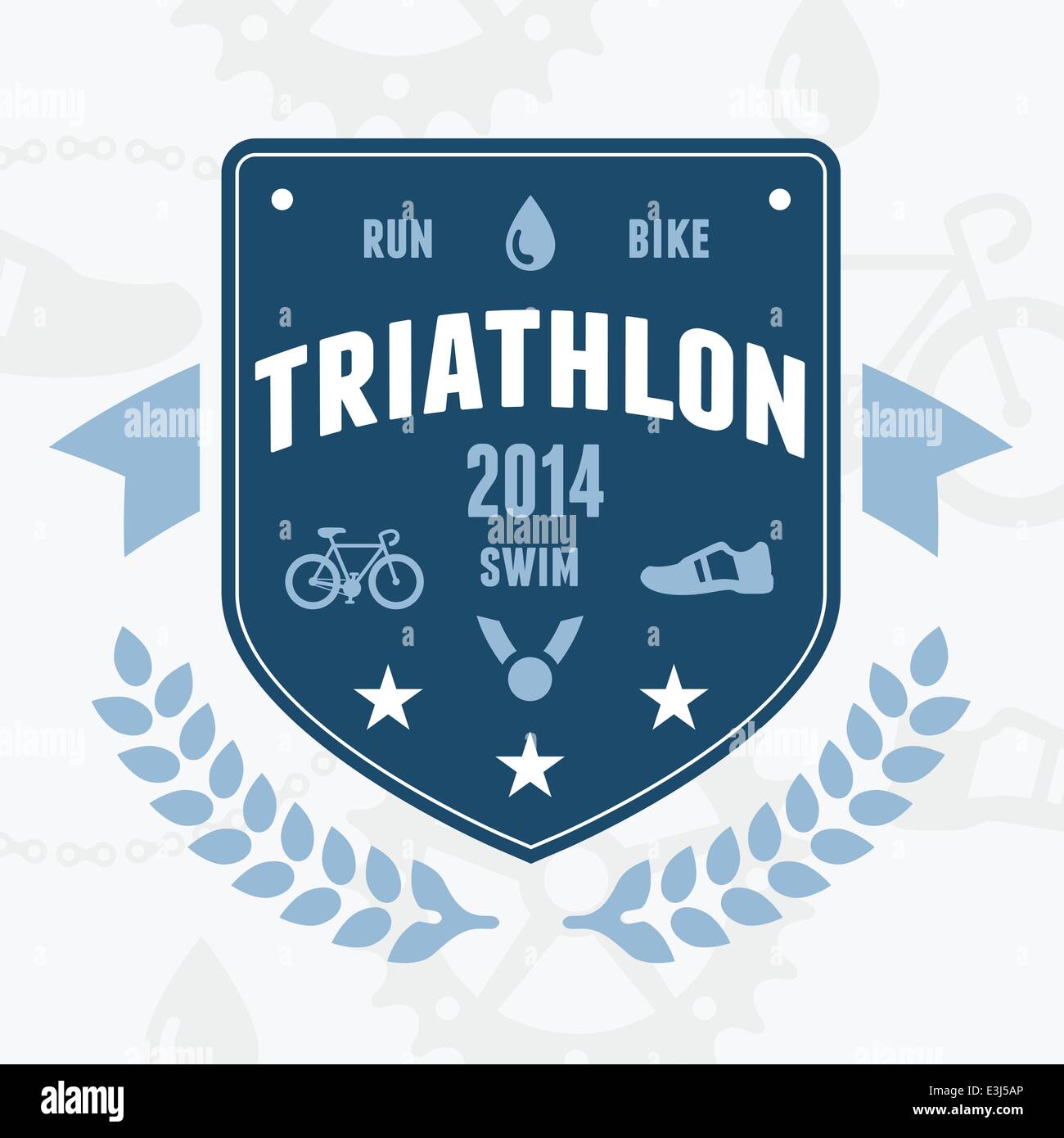 Triathlon moderne emblème badge avec vélo et graphiques médaille Illustration de Vecteur