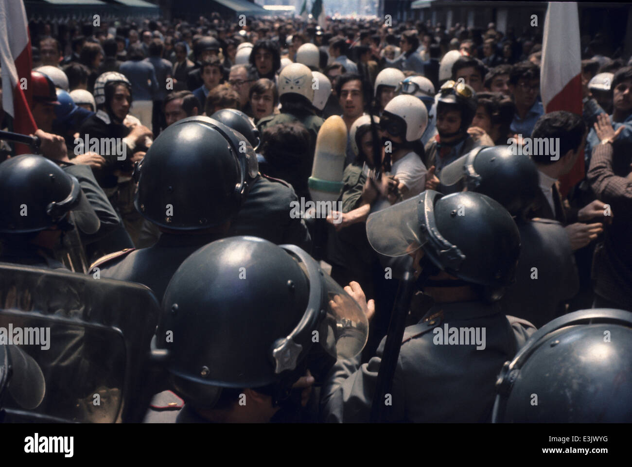 La police et la démonstration,70's Banque D'Images